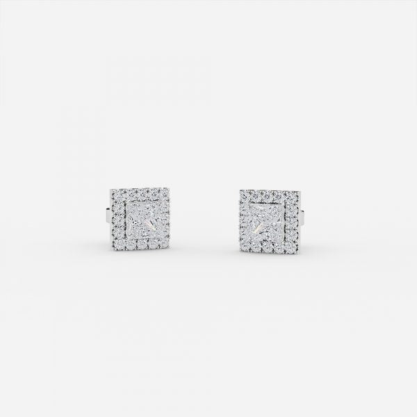 Princess Moissanite Halo Earrings