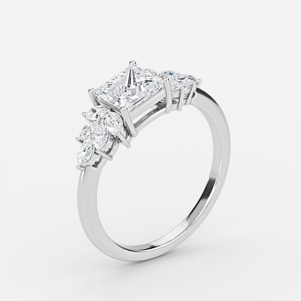 Clarity Princess Three Stone Moissanite Engagement Ring