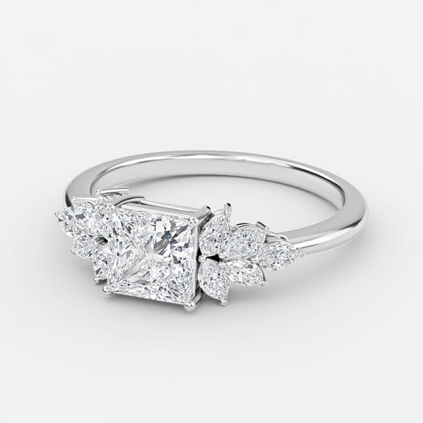 Clarity Princess Three Stone Moissanite Engagement Ring