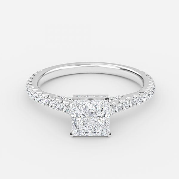 Devi Princess Hidden Halo Moissanite Engagement Ring