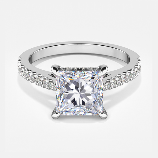 Yvette Princess Hidden Halo Moissanite Engagement Ring