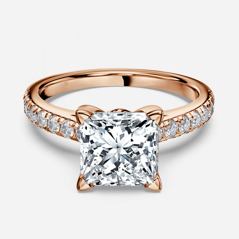 Aveline Princess Diamond Band Moissanite Engagement Ring