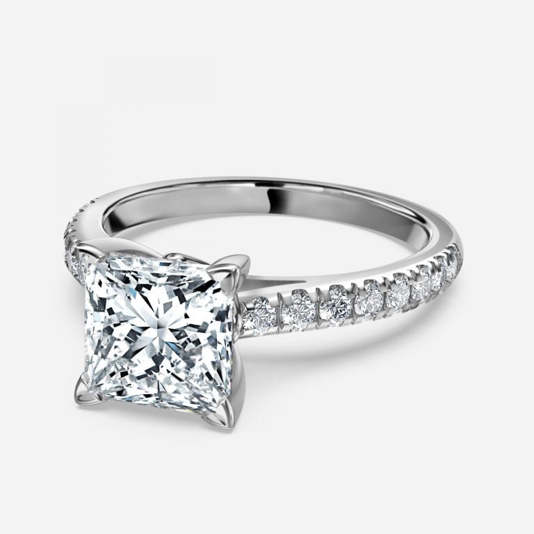 Aveline Princess Diamond Band Moissanite Engagement Ring