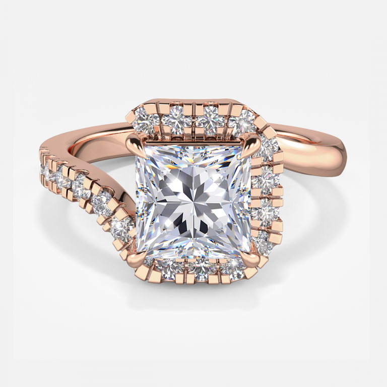 Thalassa Princess Halo Moissanite Engagement Ring