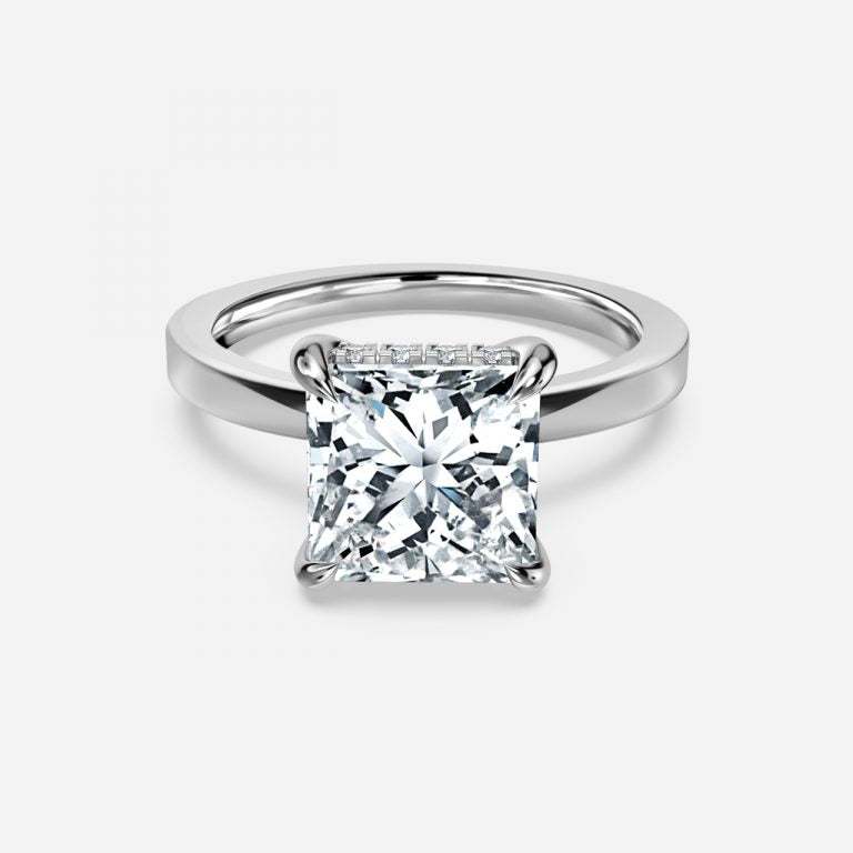 Edeline Princess Hidden Halo Moissanite Engagement Ring