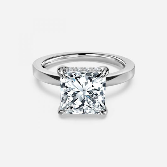 Edeline Princess Hidden Halo Moissanite Engagement Ring