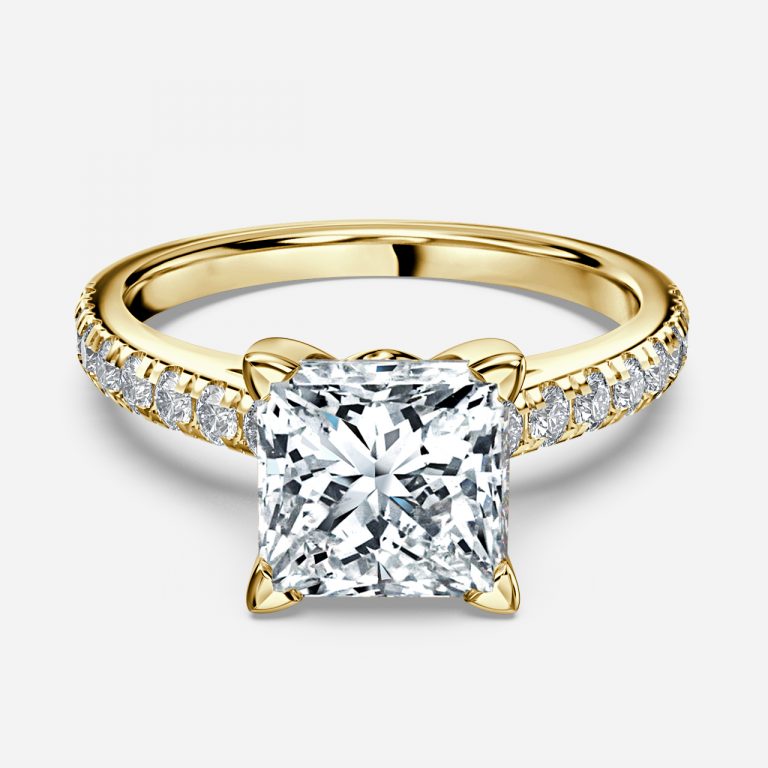 Aveline Princess Diamond Band Moissanite Engagement Ring