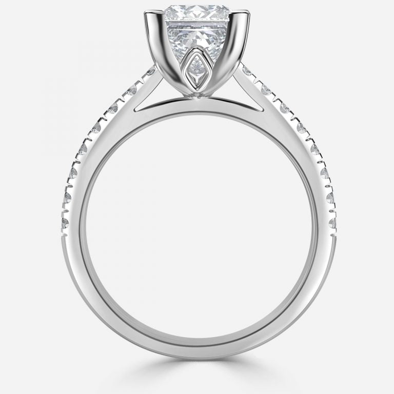 Aveline Princess Diamond Band Moissanite Engagement Ring