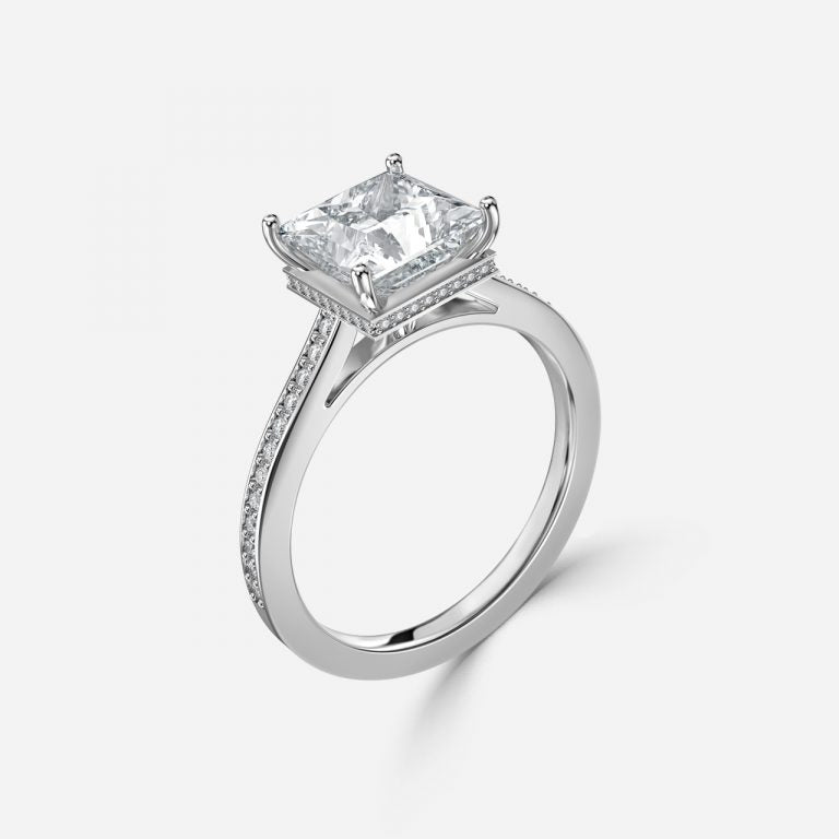 Inez Princess Hidden Halo Moissanite Engagement Ring