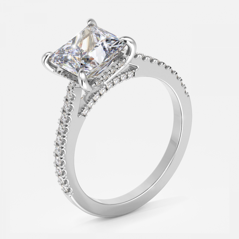 Yvette Princess Hidden Halo Moissanite Engagement Ring