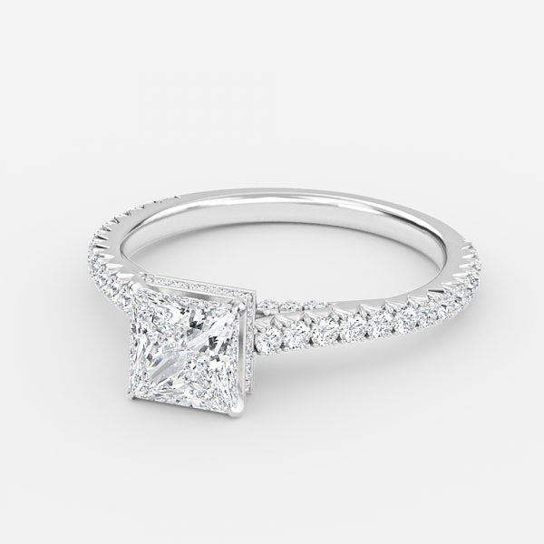 Devi Princess Hidden Halo Moissanite Engagement Ring