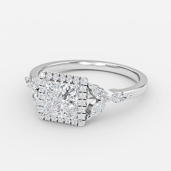 Jacinta Princess Halo Moissanite Engagement Ring