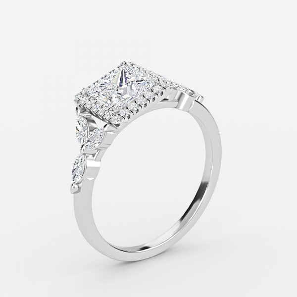 Jacinta Princess Halo Moissanite Engagement Ring