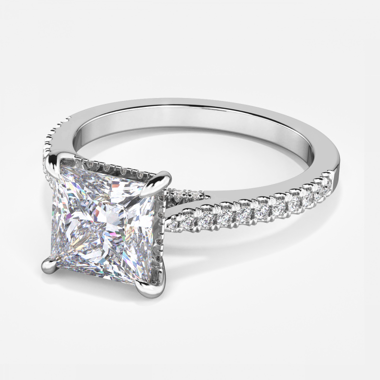 Yvette Princess Hidden Halo Moissanite Engagement Ring