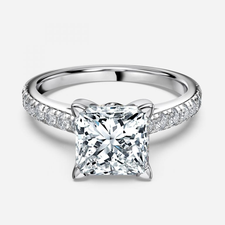 Aveline Princess Diamond Band Moissanite Engagement Ring