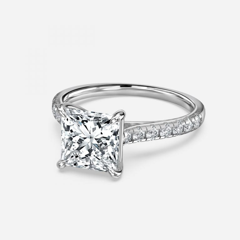 Clio Princess Diamond Band Moissanite Engagement Ring