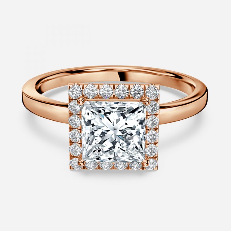 Katya Princess Halo Moissanite Engagement Ring