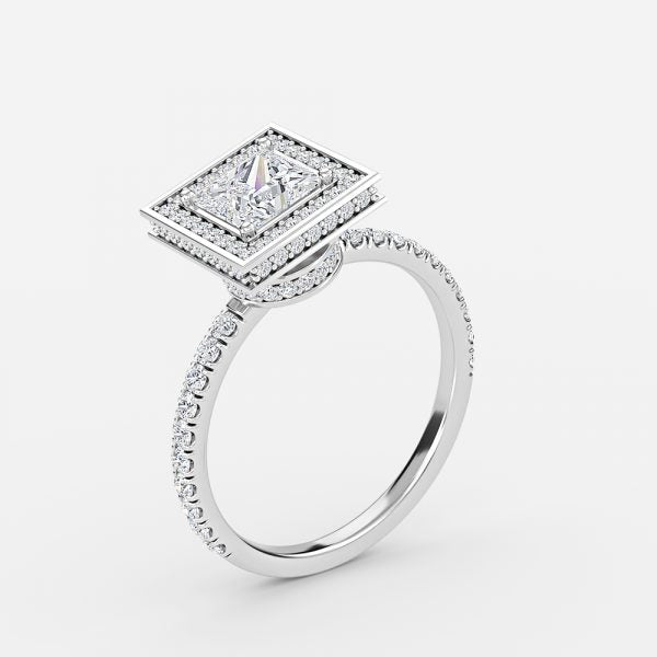 Kassia Princess Halo Moissanite Engagement Ring