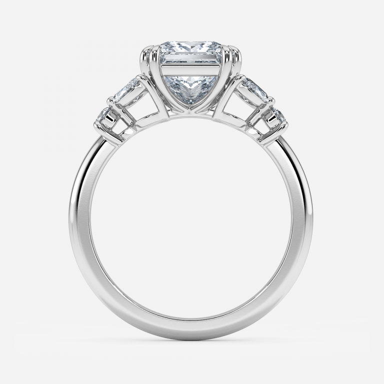 Zephyr Princess Three Stone Moissanite Engagement Ring