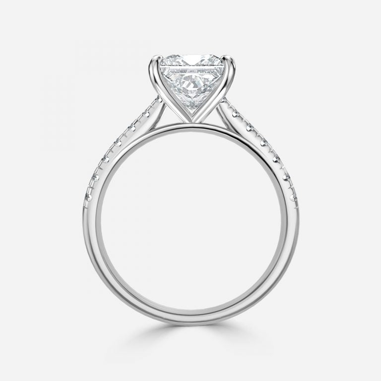 Clio Princess Diamond Band Moissanite Engagement Ring