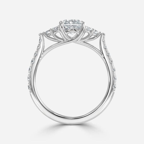 Galatea Radiant Three Stone Moissanite Engagement Ring