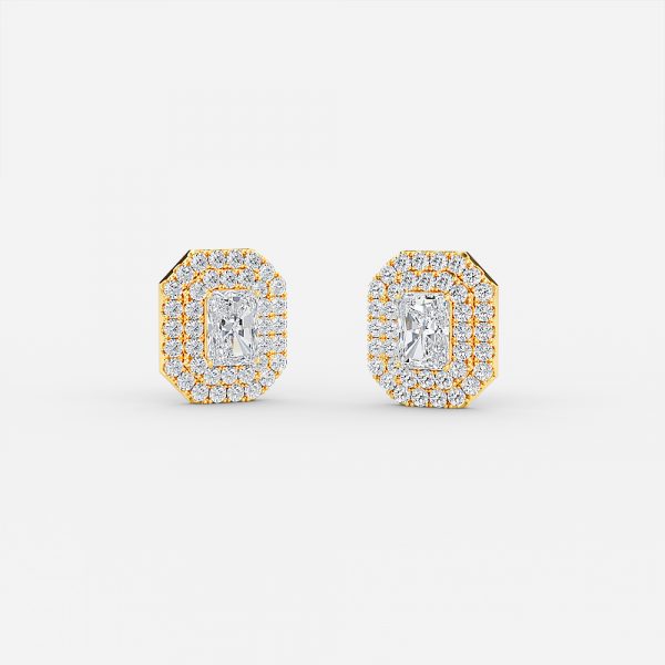 Radiant Moissanite Double Halo Earrings