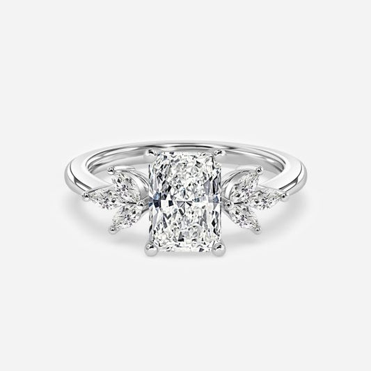 Anong Radiant Three Stone Moissanite Engagement Ring