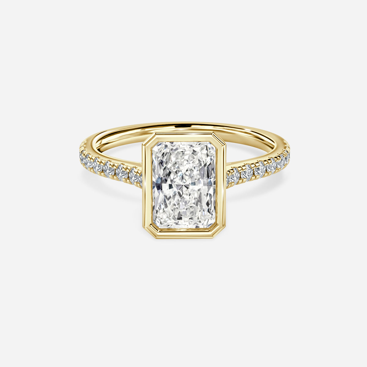 Arabella Radiant Diamond Band Moissanite Engagement Ring