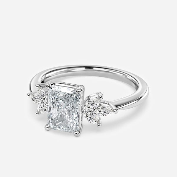 Anong Radiant Three Stone Moissanite Engagement Ring