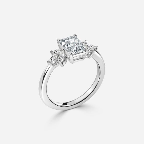 Anong Radiant Three Stone Moissanite Engagement Ring