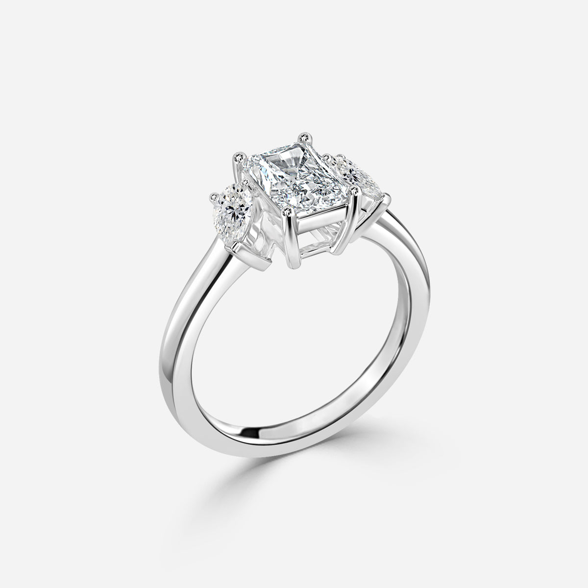 Jael Radiant Three Stone Moissanite Engagement Ring