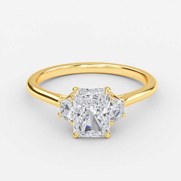 Rain Radiant Three Stone Moissanite Engagement Ring