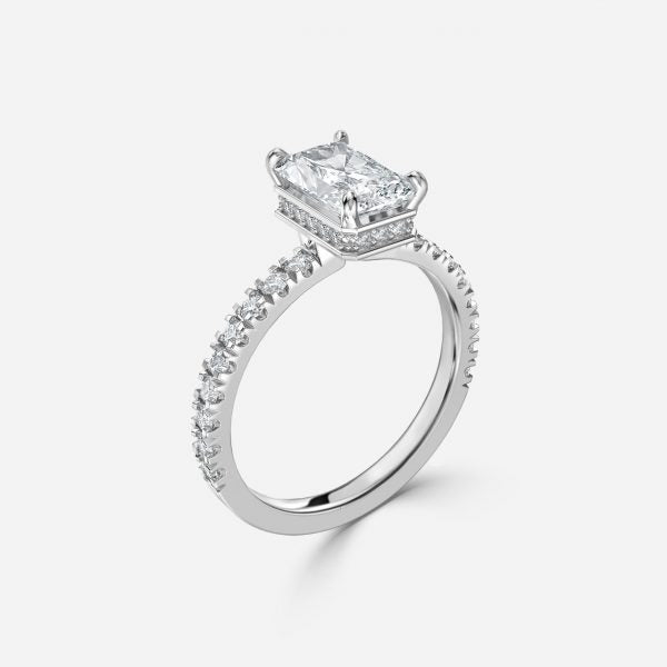 Leandra Radiant Hidden Halo Moissanite Engagement Ring