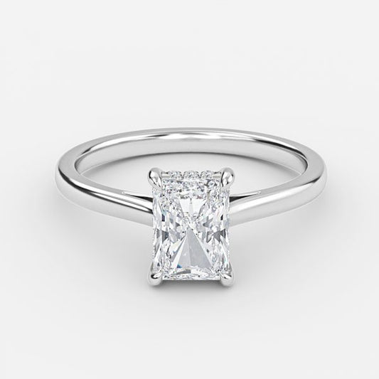 Jessalyn Radiant Hidden Halo Moissanite Engagement Ring