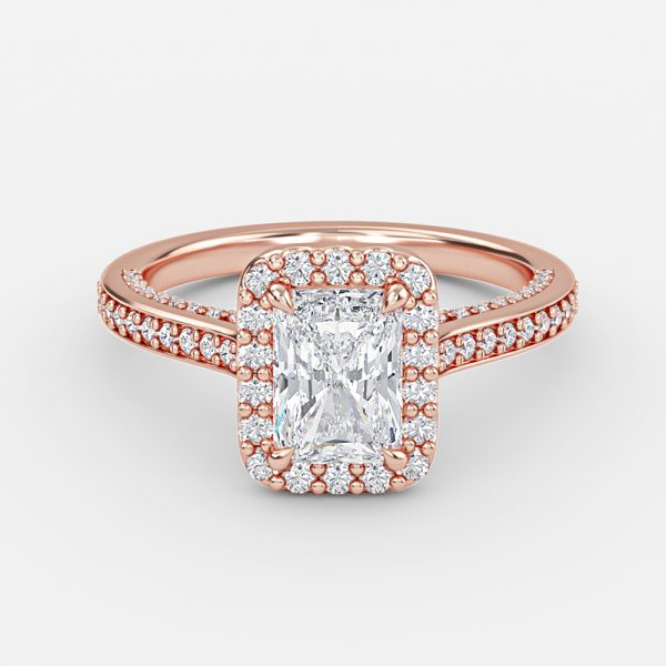 Clementine Radiant Halo Moissanite Engagement Ring