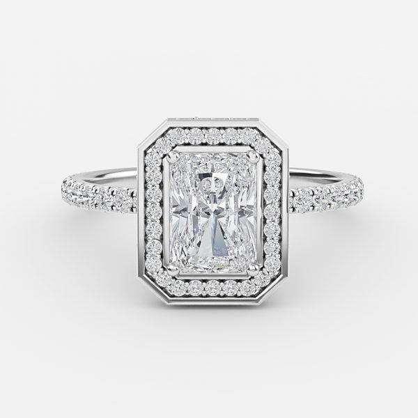 Kassia Radiant Halo Moissanite Engagement Ring