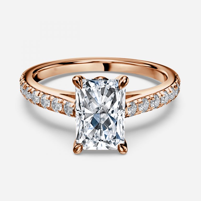 Aveline Radiant Diamond Band Moissanite Engagement Ring