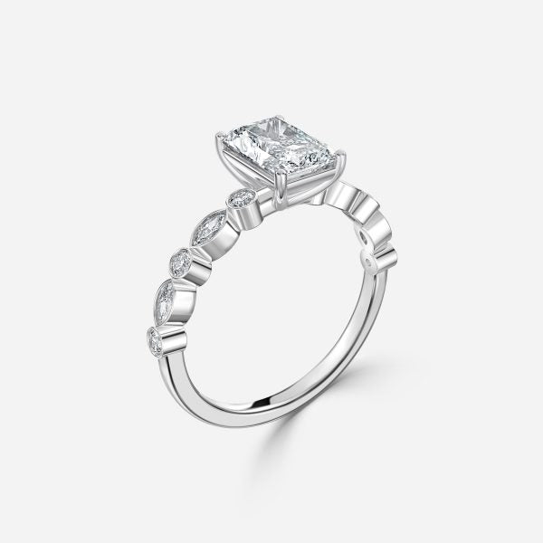 Pailin Radiant Unique Moissanite Engagement Ring