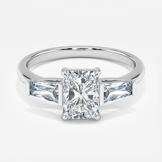 Jara Radiant Three Stone Moissanite Engagement Ring