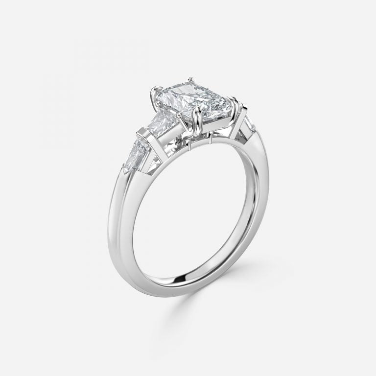 Maida Radiant Three Stone Moissanite Engagement Ring