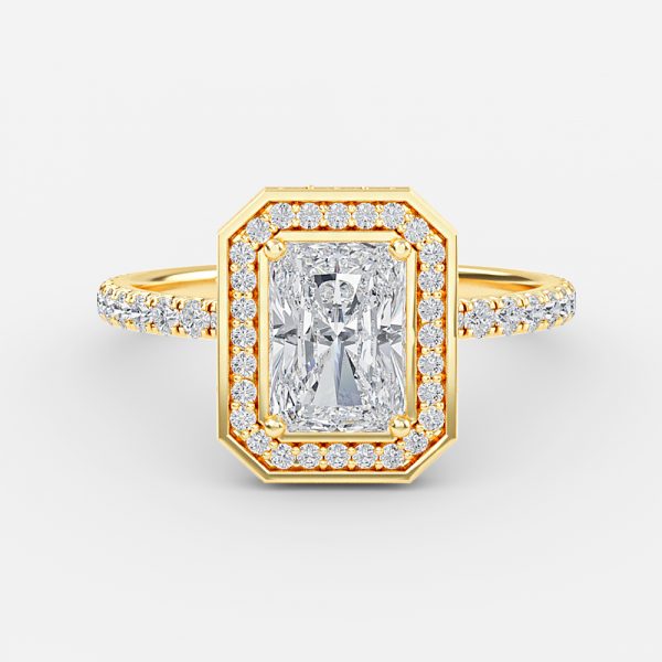 Kassia Radiant Halo Moissanite Engagement Ring