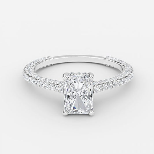 Kalaya Radiant Hidden Halo Moissanite Engagement Ring