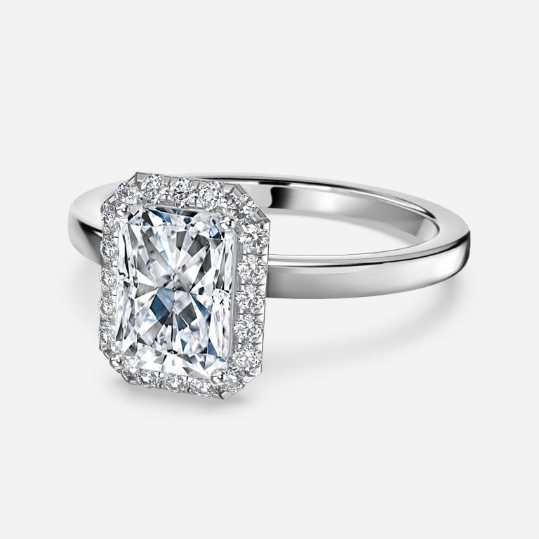 Katya Radiant Halo Moissanite Engagement Ring