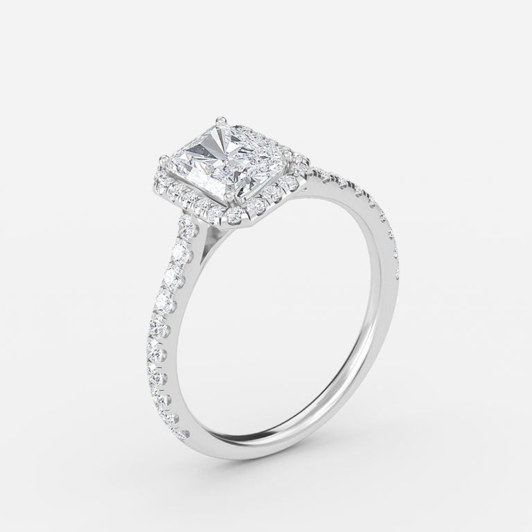 Joliette Radiant Halo Moissanite Engagement Ring