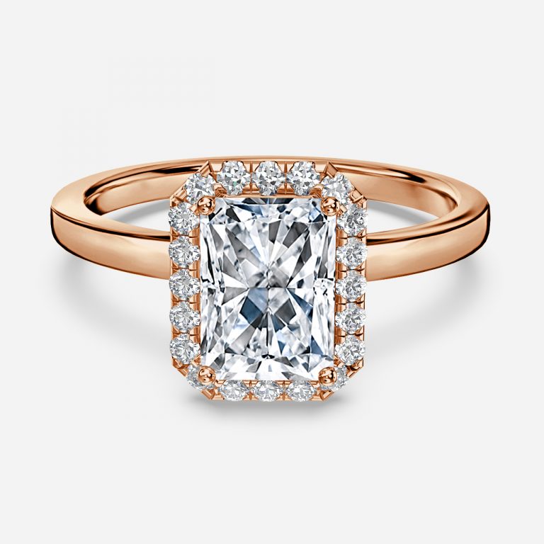 Katya Radiant Halo Moissanite Engagement Ring