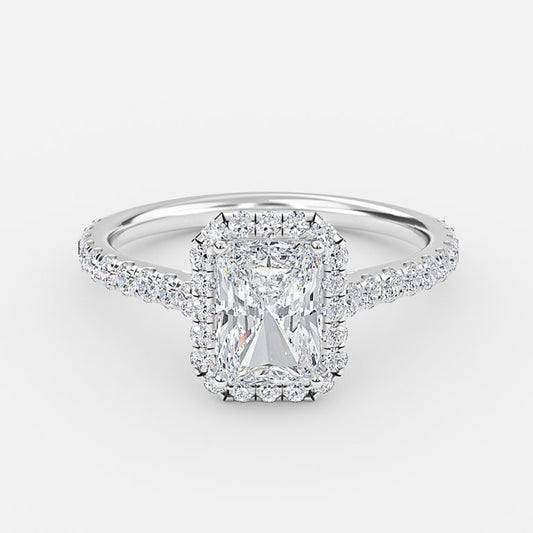 Joliette Radiant Halo Moissanite Engagement Ring