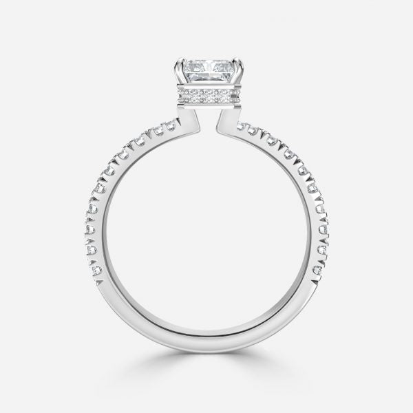 Leandra Radiant Hidden Halo Moissanite Engagement Ring