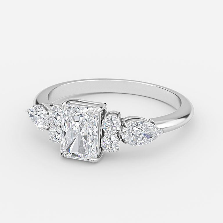 Carmel Radiant Three Stone Moissanite Engagement Ring