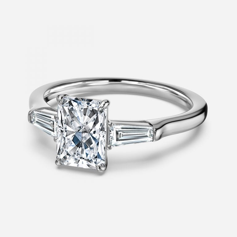 Romilly Radiant Three Stone Moissanite Engagement Ring