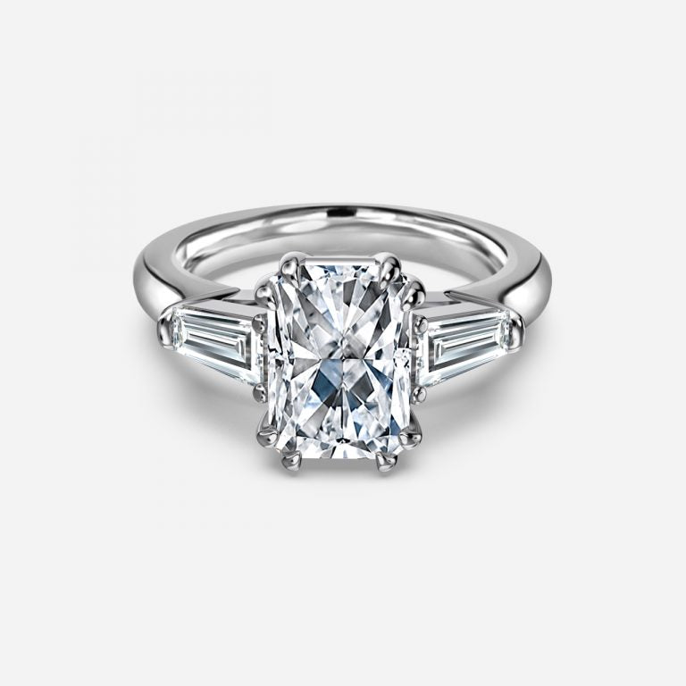 Calliope Radiant Three Stone Moissanite Engagement Ring